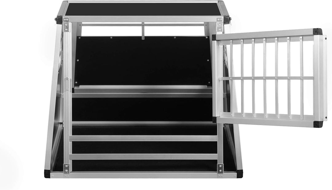 ALPUNA Transportbox N36 – Aluminium Hundebox 70×86×68 cm – Auto Hundebox mit Notausstieg, sicherer H