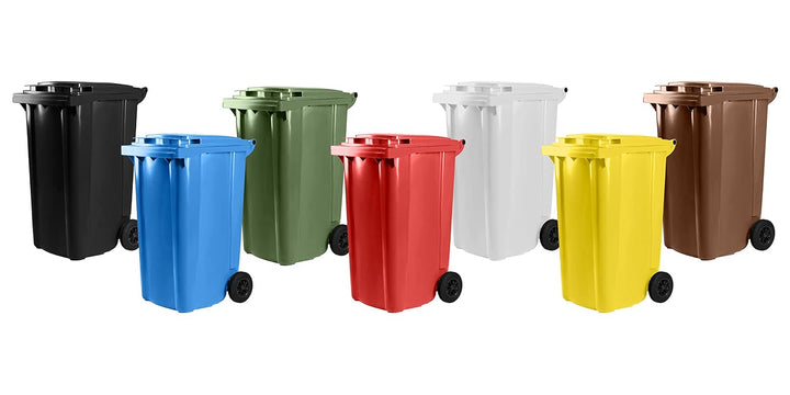 Hardwex Mülltonne mit 2 Rädern und Deckel, Müllgrossbehälter, Abfalltonne, Mülleimer, Volumen: 240 L