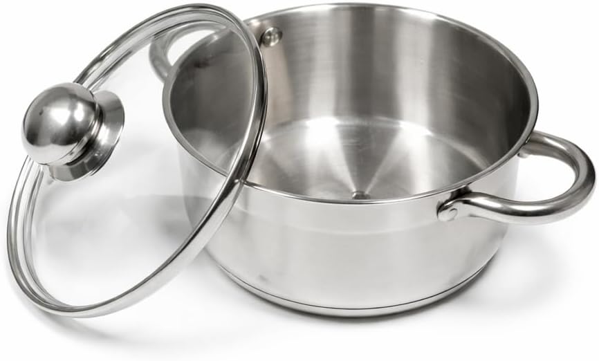 Topf Induktion Kochtopf, Edelstahl, mit Glasdeckel Dampfloch, unbeschichtet, für alle Herdarten, Coo