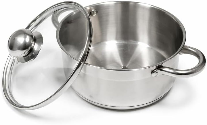 Topf Induktion Kochtopf, Edelstahl, mit Glasdeckel Dampfloch, unbeschichtet, für alle Herdarten, Coo