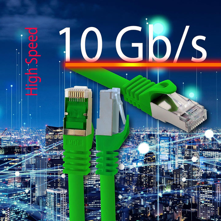LAN Kabel 0,25m Cat7 Grün 10x Netzwerkkabel Ethernet RJ45 10 Gbit/s SFTP Patchkabel für Router Modem