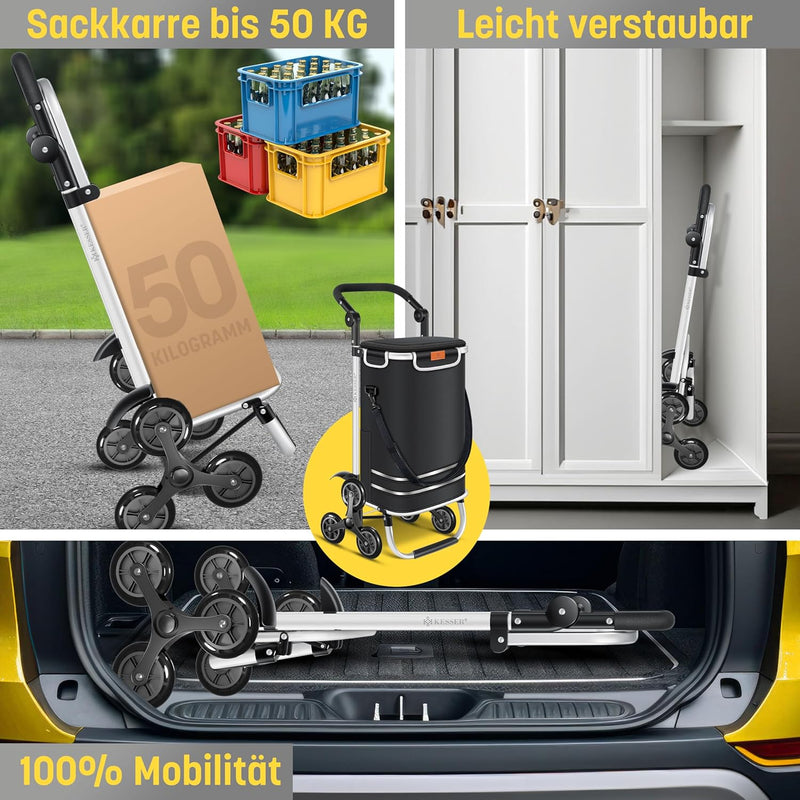 KESSER® Einkaufstrolley Treppensteiger mit Kühlfach klappbar mit 56L Kapazität und belastbar bis 50k