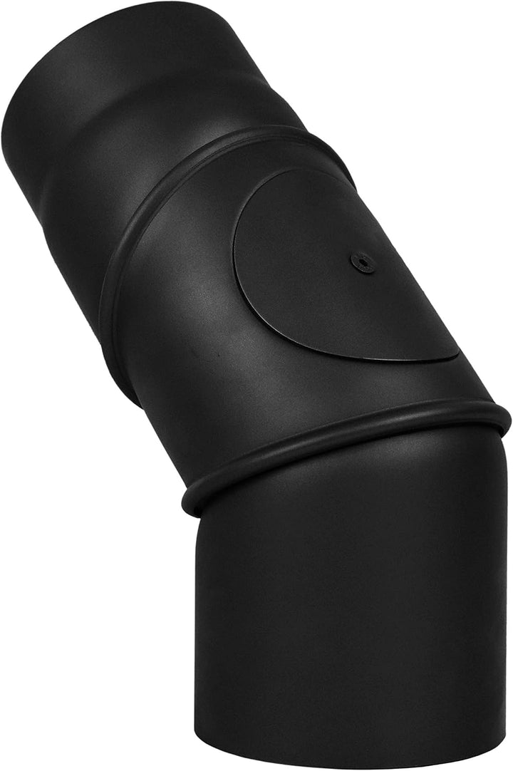 LANZZAS Ofenrohr Bogen 0-90° Grad verstellbar mit Tür, im Durchmesser, DN Ø 150 mm, Farbe: schwarz-m