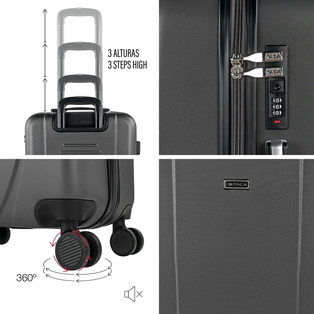 ITACA - Trolley Handgepäck Cabin Trolley Koffer Reisekoffer Hartschalenkoffer mit Zahlenschloss - Ka