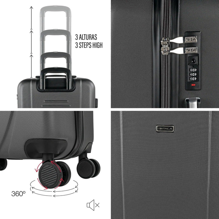 ITACA - Trolley Handgepäck Cabin Trolley Koffer Reisekoffer Hartschalenkoffer mit Zahlenschloss - Ka