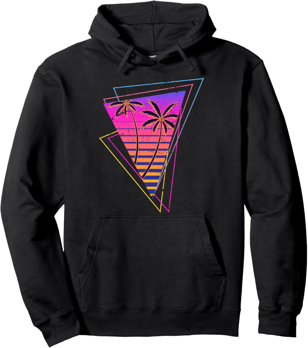 1980er Synthwave 90er Aesthetic Sonnenuntergang Vaporwave Pullover Hoodie