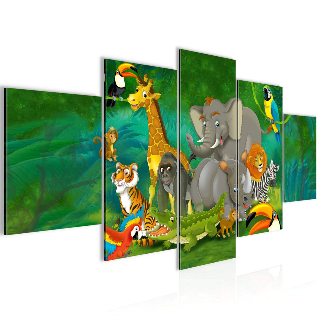 Runa Art Wandbilder Afrika Affen 5 Teilig Bild auf Vlies Leinwand Deko Wohnzimmer Schlafzimmer Kinde