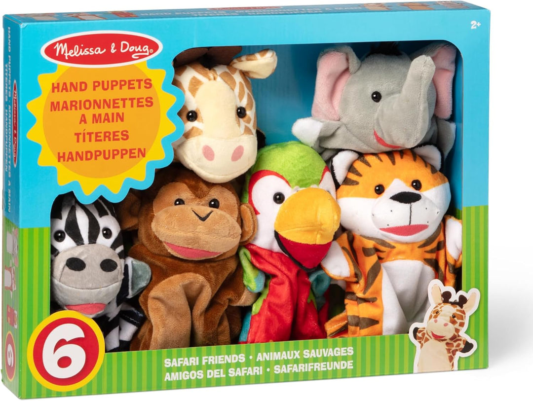 Melissa &amp; Doug - Handpupppen-Set Safari Freunde, 6 Handfiguren, Für fantasievolles Puppenspiel, Für