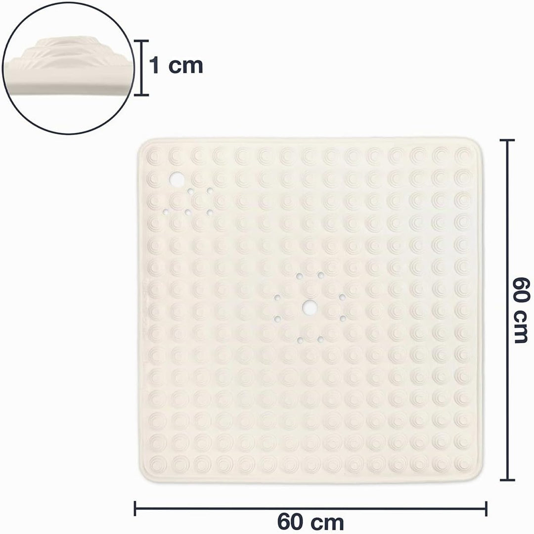 WohnDirect Duschmatte Weiss/quadratisch: 60x60 cm - sehr rutschfest &amp; sehr robust - Antirutschmatte