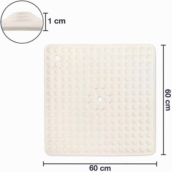 WohnDirect Duschmatte Weiss/quadratisch: 60x60 cm - sehr rutschfest &amp; sehr robust - Antirutschmatte