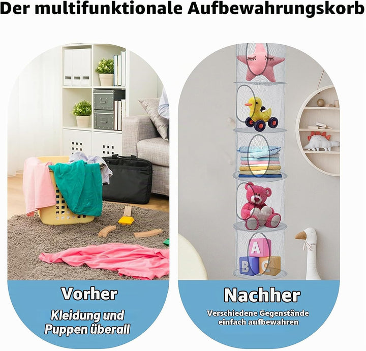 2 Stück Hängeaufbewahrung, 5 Stufe Hängender Speicherkorb Faltbare Hängende Netz Aufbewahrungstasche