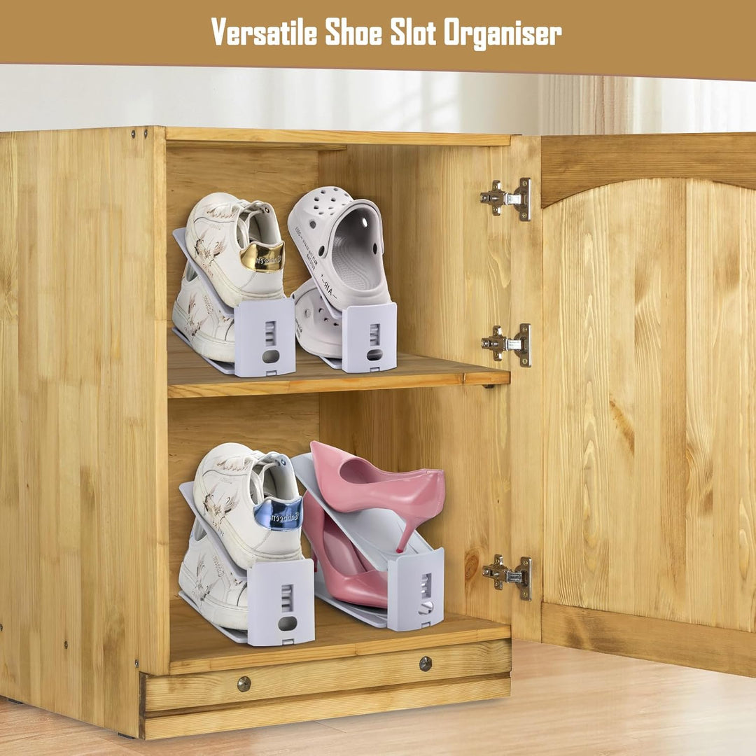 12 Stück Schuhstapler Platzsparend, 3-Lagig Einstellbar Schuhe Stapeln, Schuh Organizer für Schrank,