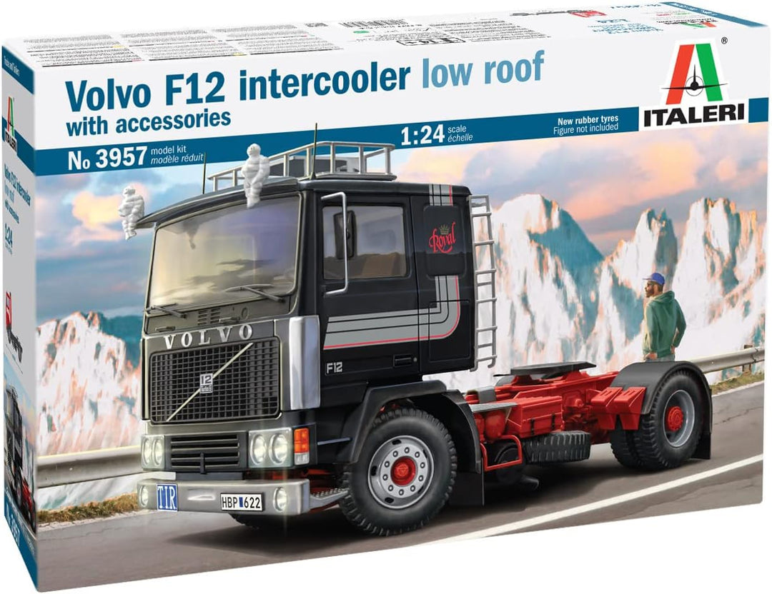 Italeri 3957 3957S-1:24 Volvo F-12 Intercooler Low Roof-Modellbau, Bausatz, Standmodellbau, Basteln,