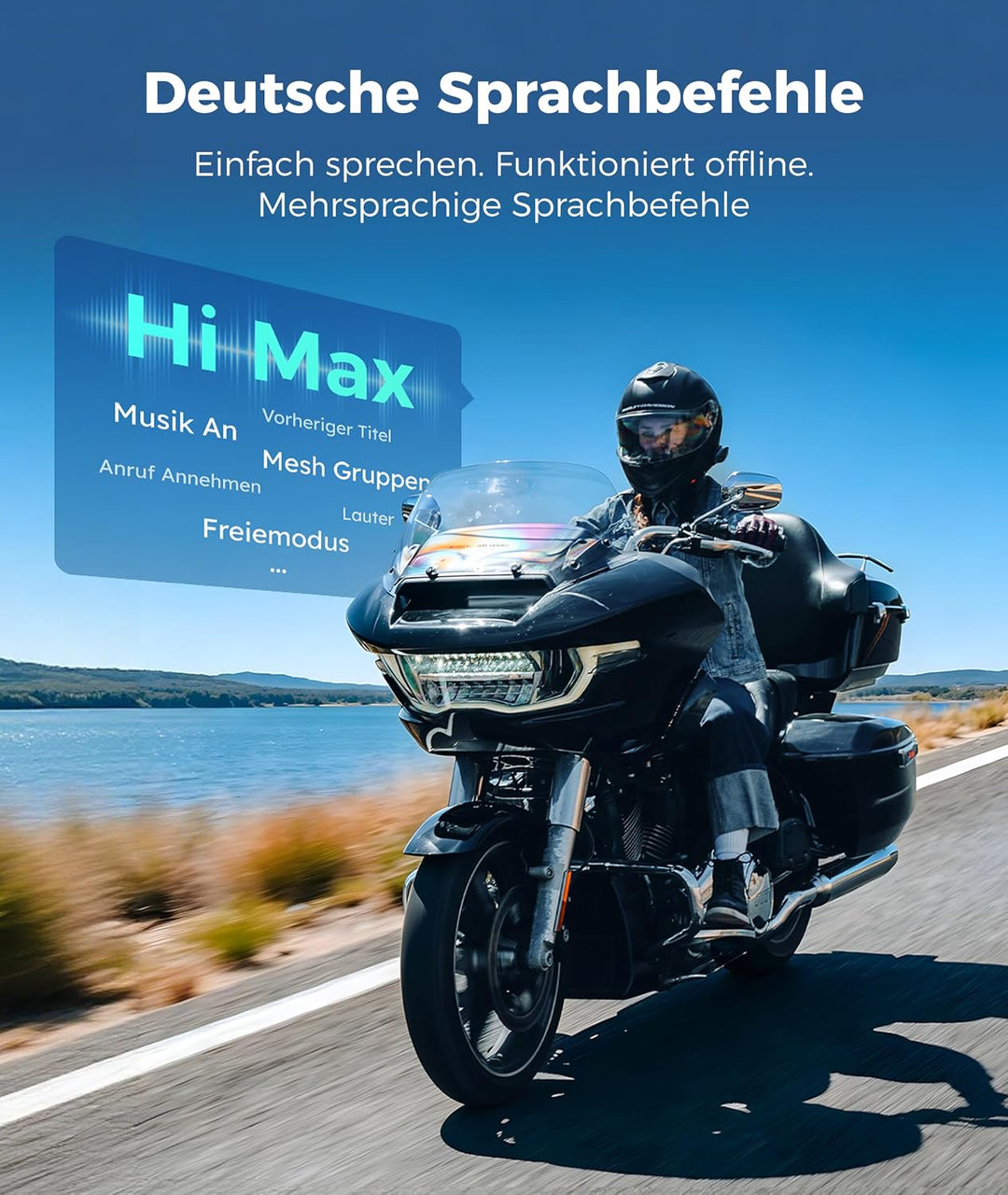 ASMAX F1s Motorrad Headset mit Sprachsteuerung, Mesh Intercom für 10 Fahrer, 8 km Reichweite, Blueto