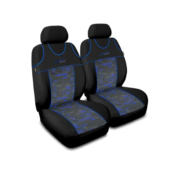 2er Set Autositzbezüge PKW universal | Auto Sitzbezüge Polyester Blau für Airbag geeignet | für Vord
