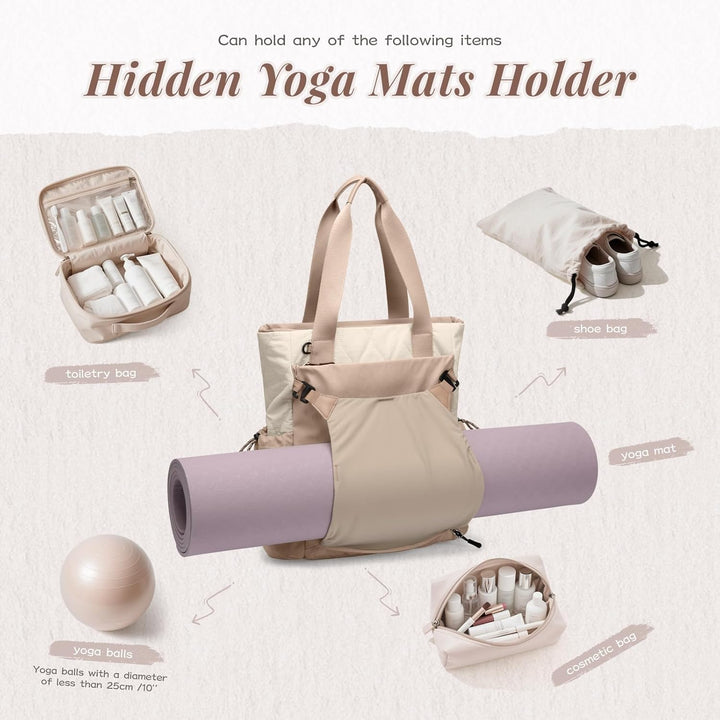 GOLF SUPAGS Convertible Laptop Rucksack Damen Yogatasche Sporttasche, Gesteppte Tragetasche, Yogamat