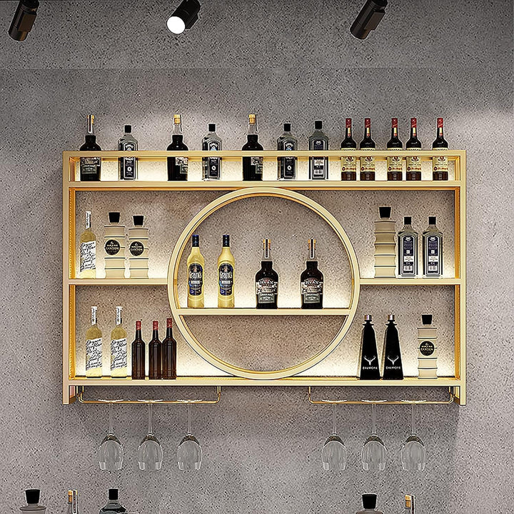 Rmeet Moderne Metall Wand montiert Wein Display Rack, 3-Schicht-Eisen-Rack, Weinregal, Wand-montiert