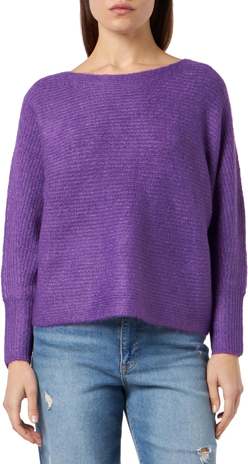 ONLY Damen Onldaniella L/S KNT Noos Pullover S Amaranth Purple/Detail:melange, S Amaranth Purple/Det