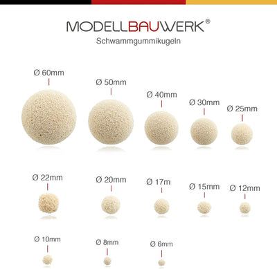 Modellbauwerk® Vielseitigkeit pur!- Schwammgummikugeln 6mm hell/Creme,100St. kreiere realistische un