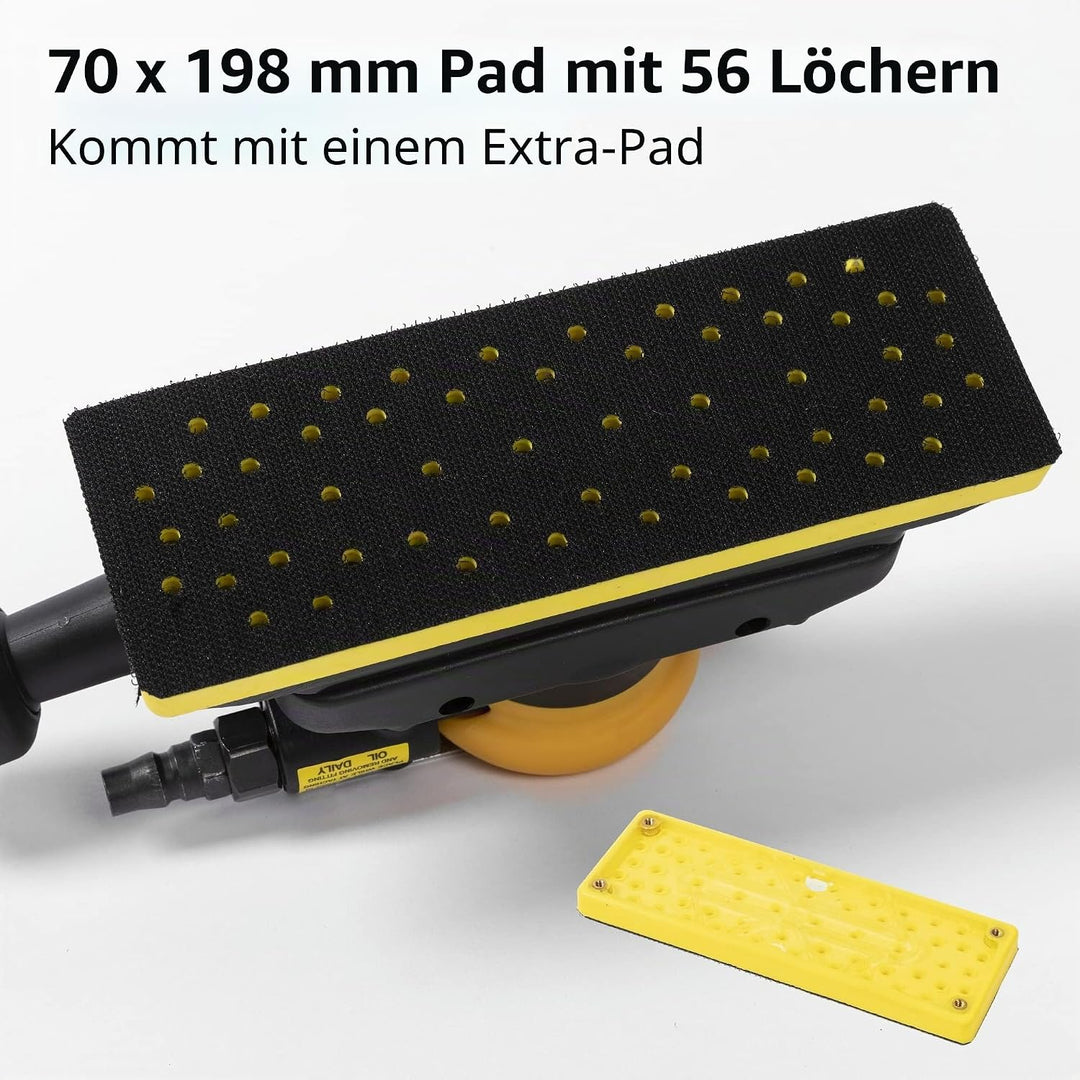 7,6 x 8 Zoll Selbstvakuum-Luft-Schwingschleifer, 70 mm x 198 mm 1/8 Zoll Orbit, 10.000 Max OPM Staub
