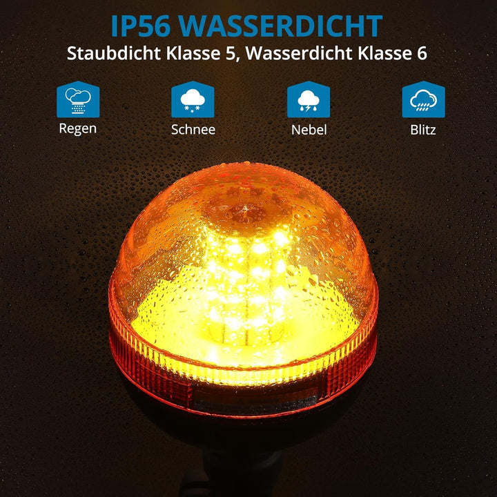 AUTOUTLET LED Rundumleuchte, 40 LED Warnleuchten Amber Rundumkennleuchte Blinkleuchte 12V/24V, mit 3