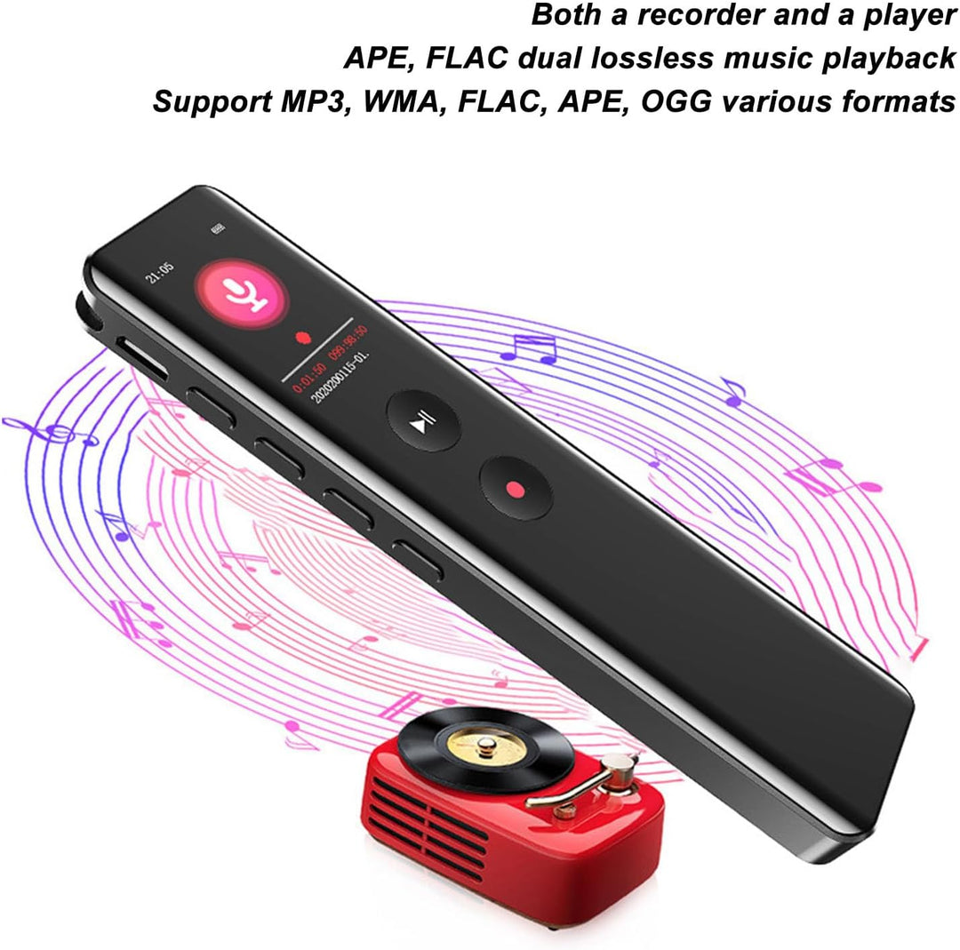 Digitaler Diktiergerät mit Lautsprecher Bluetooth 5.0, Grosser Speicher, Rauschunterdrückung, Multif