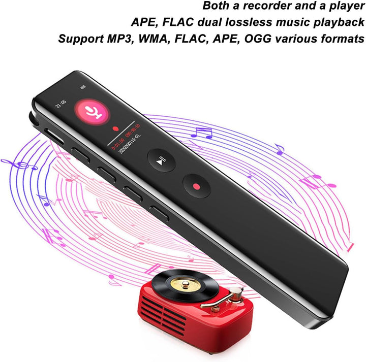 Digitaler Diktiergerät mit Lautsprecher Bluetooth 5.0, Grosser Speicher, Rauschunterdrückung, Multif