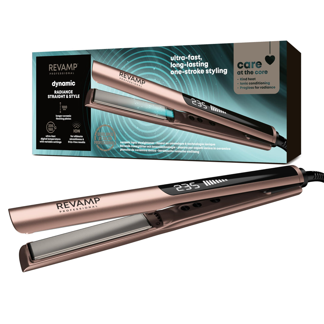 REVAMP Dynamic Radiance Straight & Style Ionen Glätteisen Keramik - extra lange Platten für One-Stro
