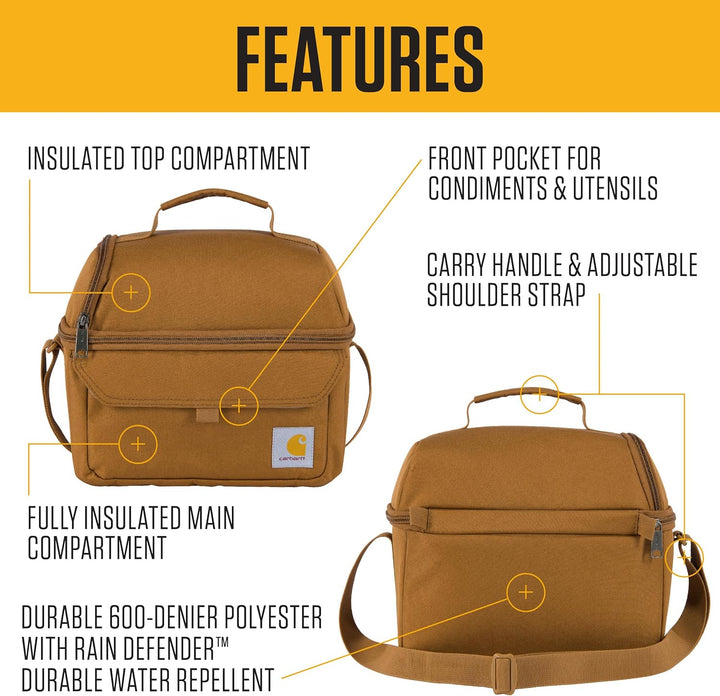 Carhartt Lunchbox mit 12 Dosen, zwei Fächern, langlebig, vollständig isolierte Lunchtasche für Damen