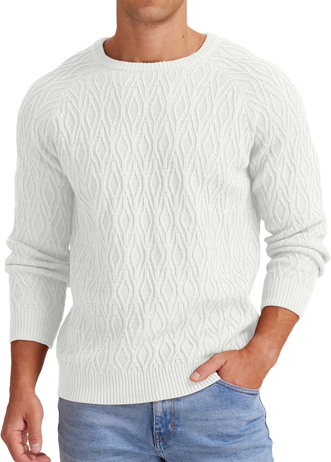 Sailwind Herren Strickpullover Zopfstrick Rundhalsausschnitt Warm Langarmpullover Herren Tops Winter