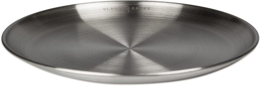 Black Snake® Camping Set - Edelstahl Teller &amp; Tasse mit Besteck | Flacher &amp; tiefer Teller, Lunch-Bes
