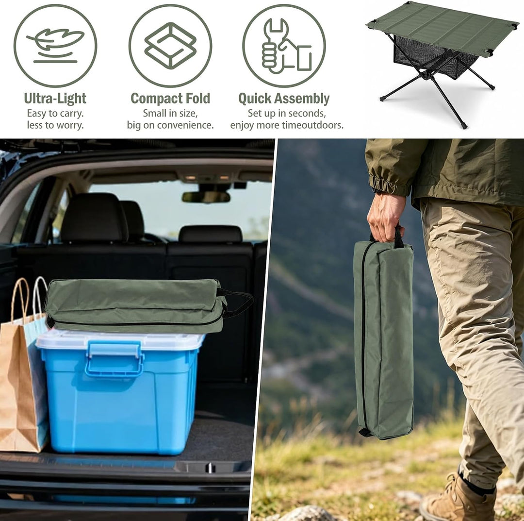 Camping Tisch Klappbar Faltbar Ultraleicht Outdoor Tisch, Höhenverstellbar mit Tragetasche und Netz