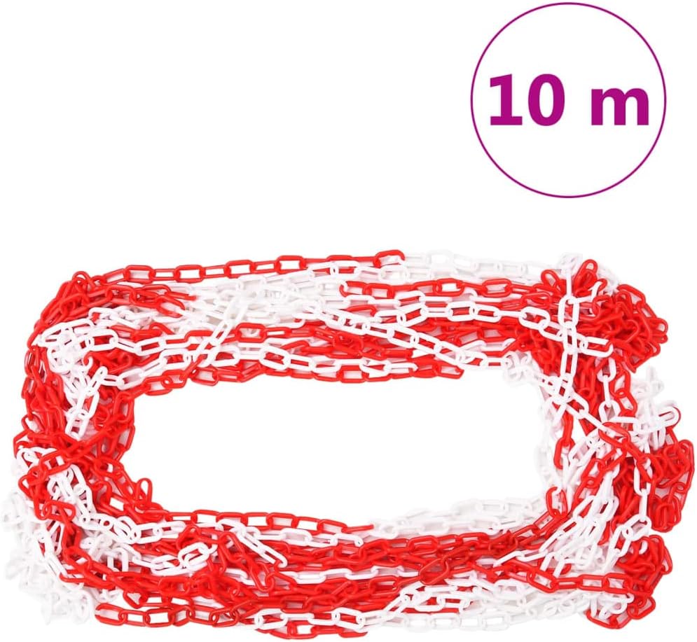 vidaXL Kettenpfosten Set mit 10m Kunststoffkette Absperrpfosten Pfosten Poller Kette Absperrkette Ab