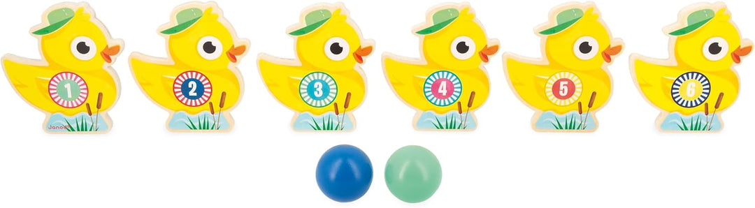 Janod - Kinder-Kegelspiel Applepop - Geschicklichkeitsspiel - 6 Enten-Kegel + 2 Kugeln - Spielzeug a
