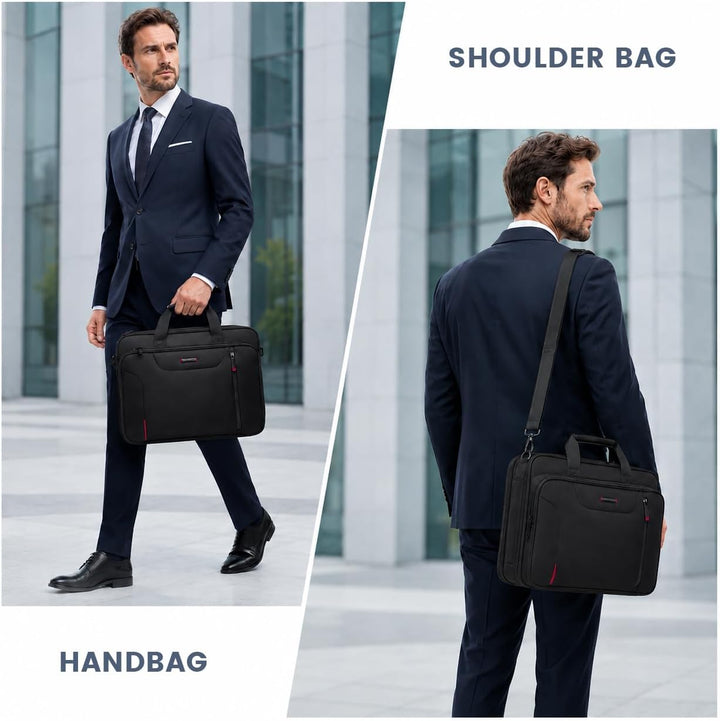 EMPSIGN Laptoptasche Laptop Aktentasche Schwarz/Rot, Schwarz/Rot