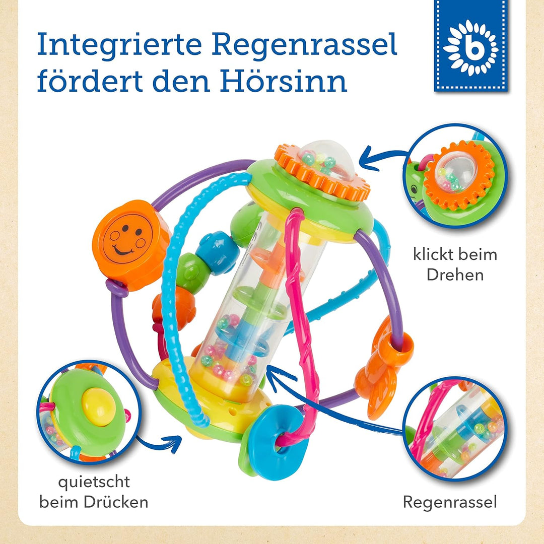 Bieco Motorikball für Babys ab 6 Monate | Greifball und Beissring mit Rassel | Motorikspielzeug | Gr