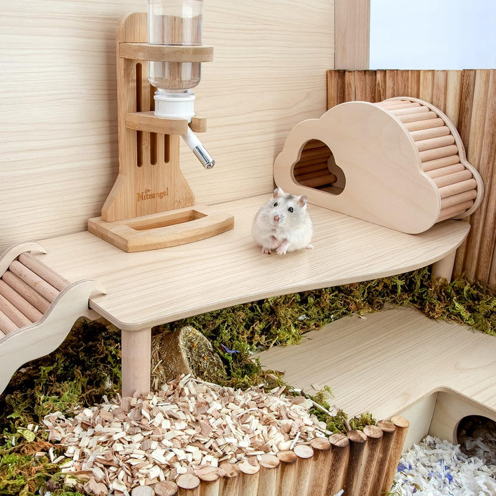 Niteangel Hamster Spielpodest aus Holz für Zwerghamster, Syrische Hamster, Gerbils, Mäuse, Degus ode