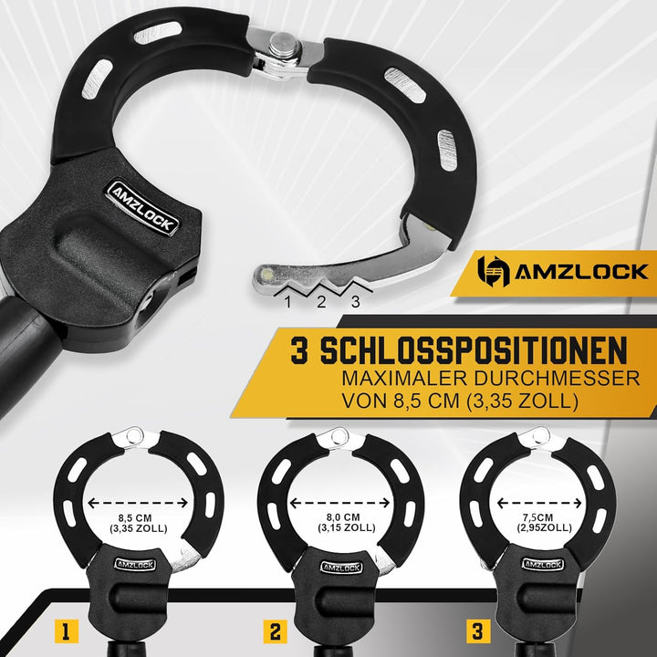 AMZLOCK E Scooter Schloss mit Tasche | 8mm Dicke Kettenschloss | Handschellenschloss für E Scooter |