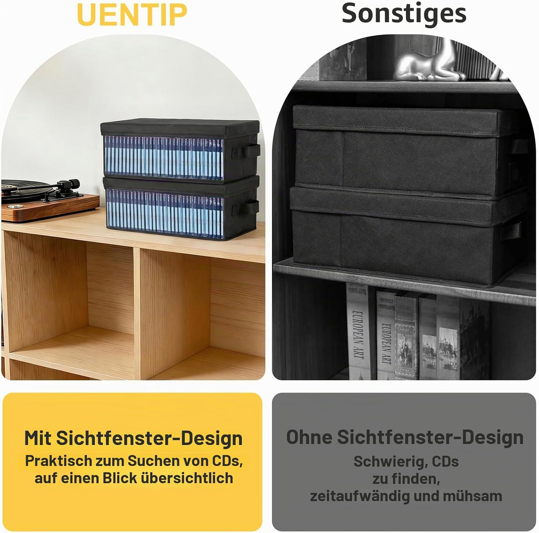 UENTIP 64 CDs in Standard-Jewelcases, 128 CDs in Slimcases und 350 Discs in CD-Hüllen (2er-Pack) Sch