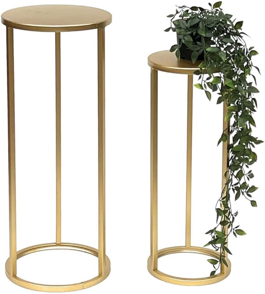 DanDiBo Blumenhocker Metall Gold Rund Blumenständer Beistelltisch 96510 2er Set Blumensäule Modern P