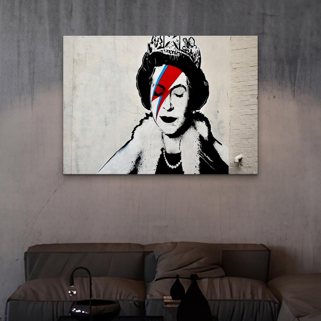 Giallobus - Gemälde - Banksy - - Standardleinwand - 140x100-09 - Königin - Bereit zum Aufhängen - Mo