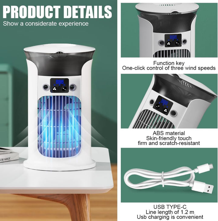 Mobile Klimaanlage Mini Klimagerät, Luftkühler Kleine Klimaanlage Mobil für Zimmer, Air Conditioner