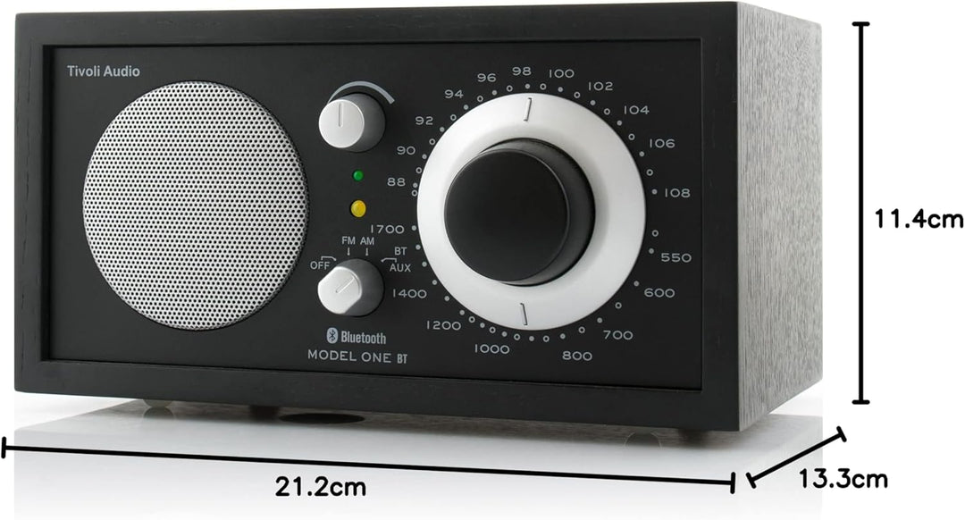 Tivoli Audio Model One BT Bluetooth UKW-/MW-Tisch Radio (Schwarz / Schwarz / Silber), Schwarz / Schw