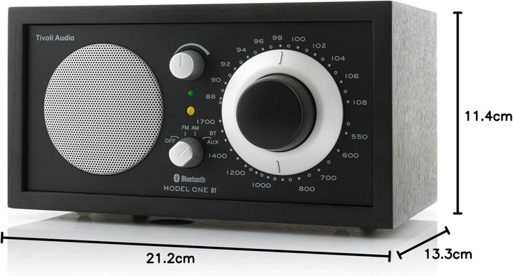 Tivoli Audio Model One BT Bluetooth UKW-/MW-Tisch Radio (Schwarz / Schwarz / Silber), Schwarz / Schw