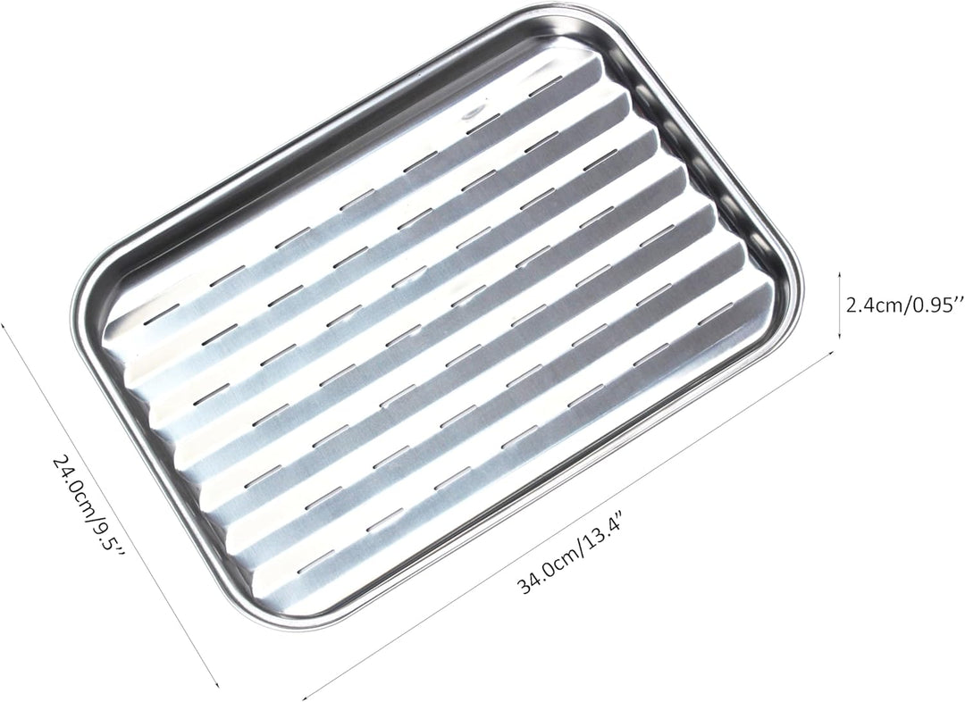 Cook Pan 34X24cm Grillpfanne aus Edelstahl, Grillplatte für Küche und Barbecue mit hitzebeständigem