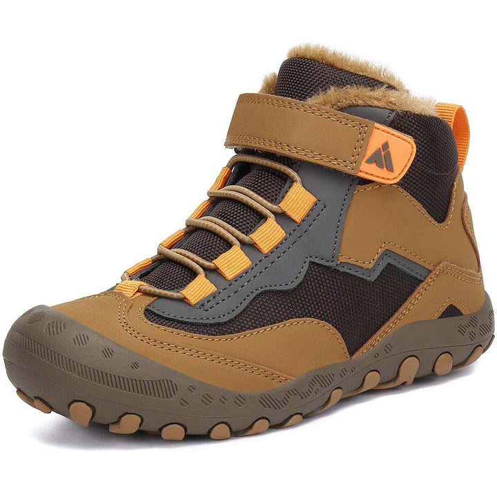 Mishansha Kinder Winterschuhe Gefüttert Winterstiefel für Jungen Mädchen Gr.24-38 25 EU Braun Schwar