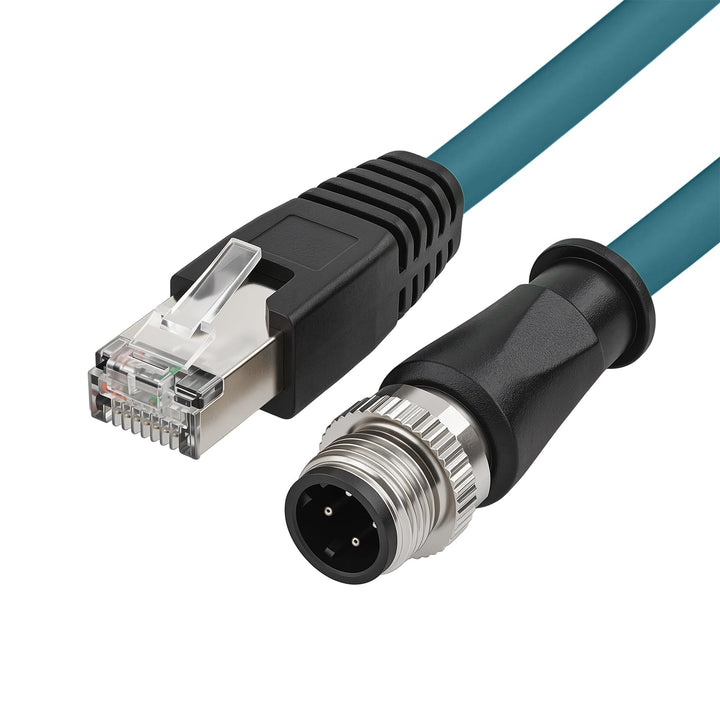 Cat5e Ethernet-Kabel, wasserdicht, M12, 4 Positionen, D-kodierter Stecker auf RJ45, industrielle Fel