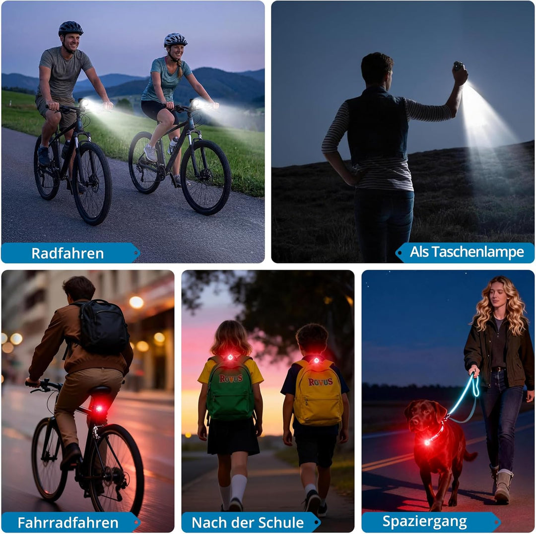 AUTOUTLET Fahrradlicht Set StVZO Zugelassen, 20/40 LUX LED Fahrradbeleuchtung USB-C Aufladbar bis zu