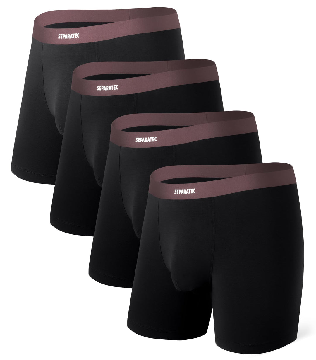 Separatec Herren Boxershorts Bambus 4 Pack Unterwäsche Shorts Atmungsaktiv Bequem S Lange:schwarz*4,