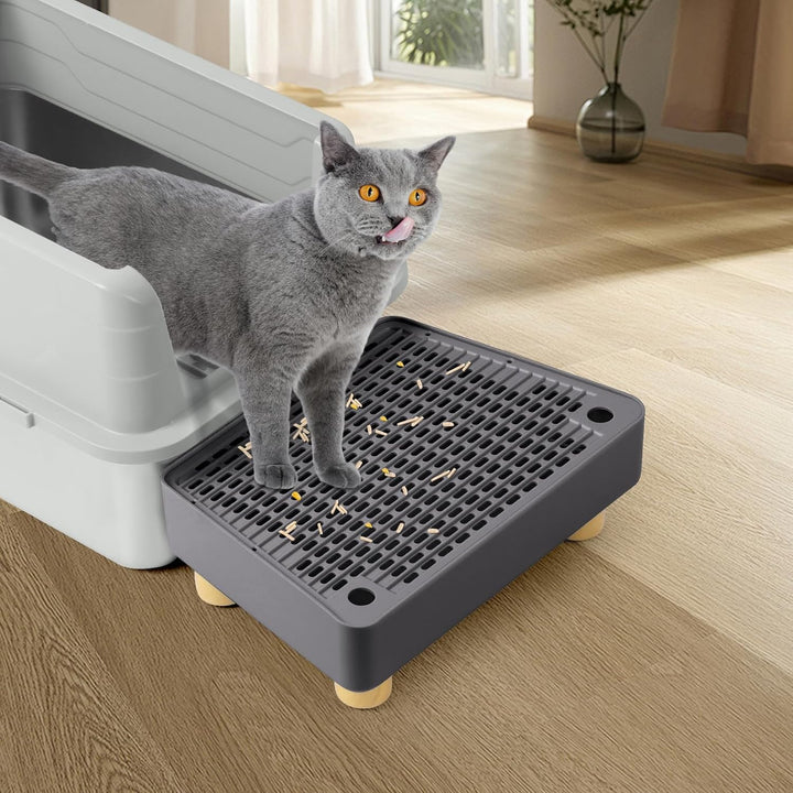 Katzentoilettenrampe, Katzen Treppen &amp; Stufen mit Holzfüsse Filterfunktion, leicht zu reinigender Ti